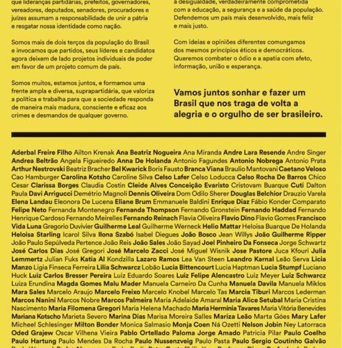 Movimento “estamos #Juntos” lança manifesto em defesa da vida, da liberdade, e da democracia no Brasil