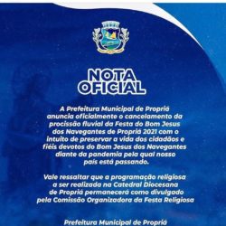 Sábia decisão: Prefeitura de Propriá cancela procissão fluvial do Bom Jesus dos Navegantes